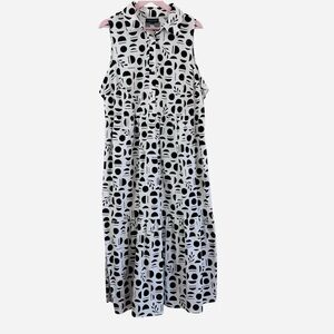 NEW Rachel Zoe Black and White Tiered Sleeveless Geometric Maxi Dress 1X